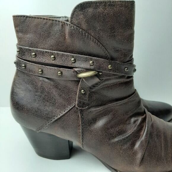 BARE TRAPS Rainly Slouchy Low Heel Ankle Booties Brown Sz 6.5 M - Picture 4 of 14